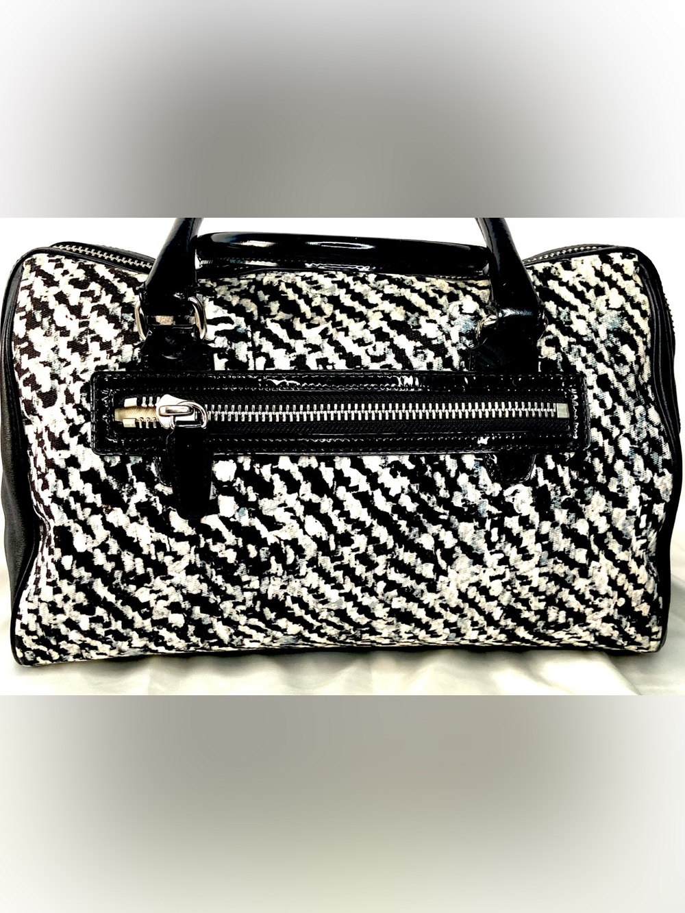Coach 2013 Black & White Patterned Satchel with Leather Trim - Picture 9 of 12